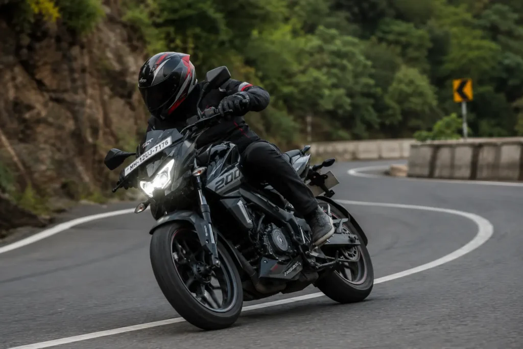 Bajaj Pulsar NS200 cornering and handling performance