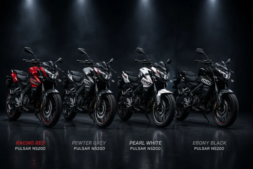 Different color options of Bajaj Pulsar NS200