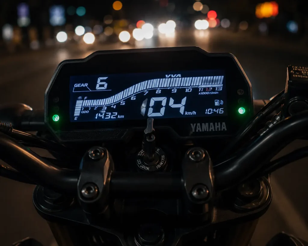 Digital instrument cluster of Yamaha MT 15 V2.0
