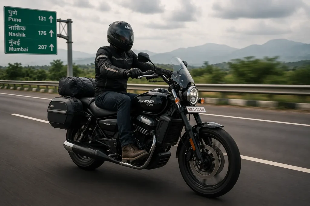 Bajaj Avenger 400 touring on Indian highway for long-distance riding