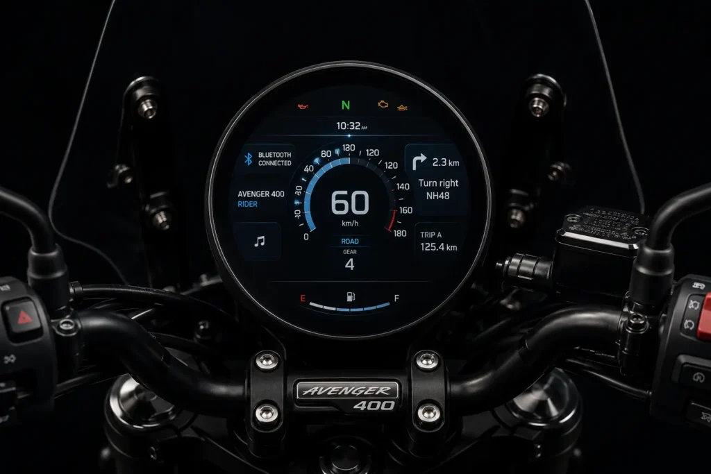 Bajaj Avenger 400 digital instrument cluster and connected features