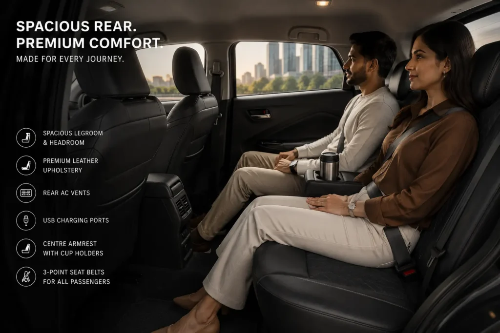 Rear passenger space and comfort inside Maruti Suzuki Baleno Regal Edition