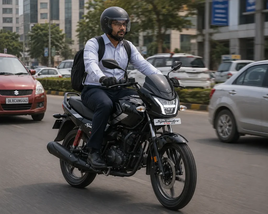 Hero Super Splendor XTEC comfortable commuter riding position