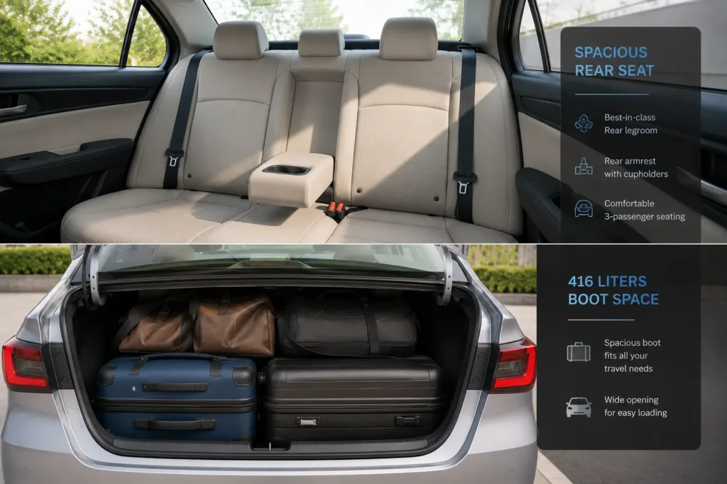 Spacious rear seating and boot space in Honda Amaze