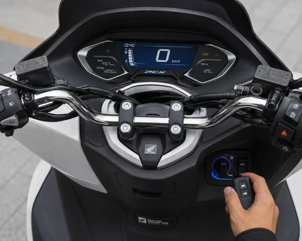 Honda PCX 125 digital console and smart key technology
