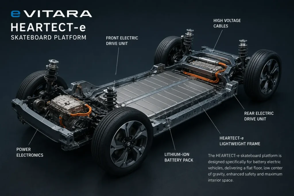Maruti e Vitara HEARTECT-e platform and battery architecture