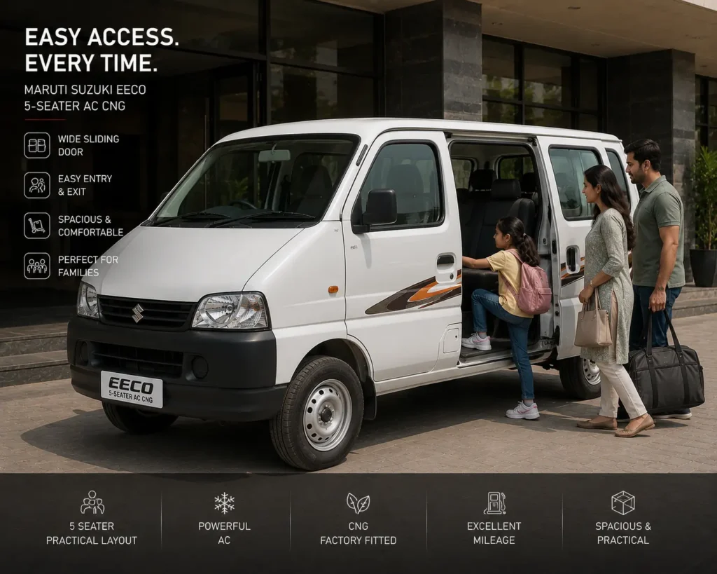 Maruti Eeco sliding door access and spacious passenger entry
