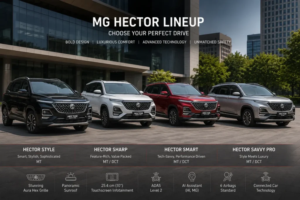 MG Hector variant lineup comparison across different trims