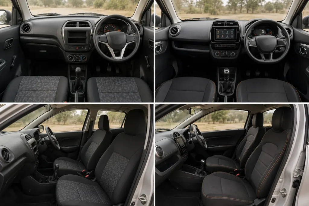 Alto K10 and Kwid interior comparison for budget buyers