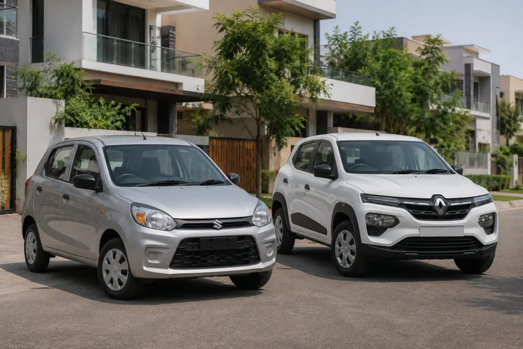 Maruti Alto K10 vs Renault Kwid size and design comparison in India