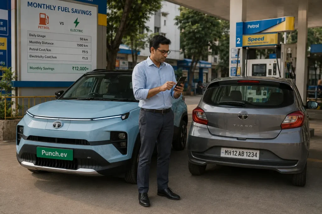 Comparison of EV and petrol running costs in India