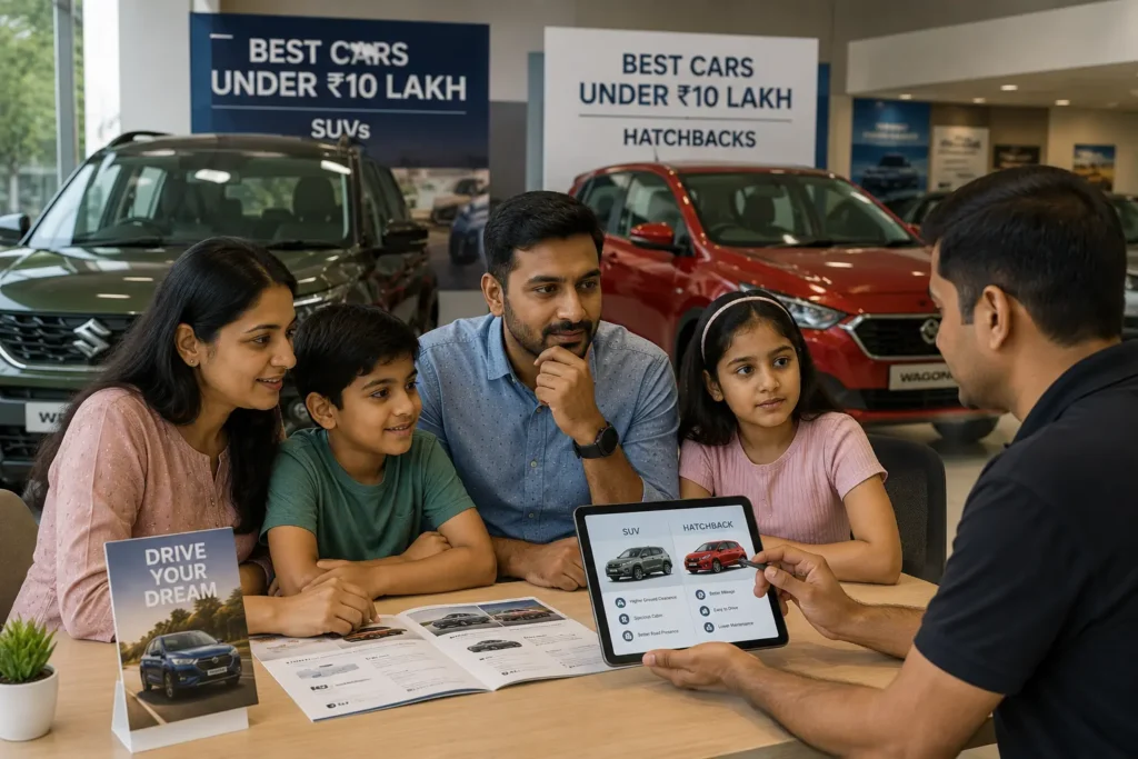 Indian family choosing the right car under ₹10 lakh in 2026