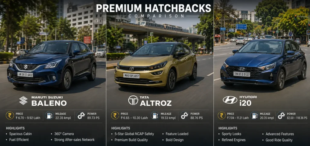Premium hatchbacks under ₹10 lakh in India for city driving