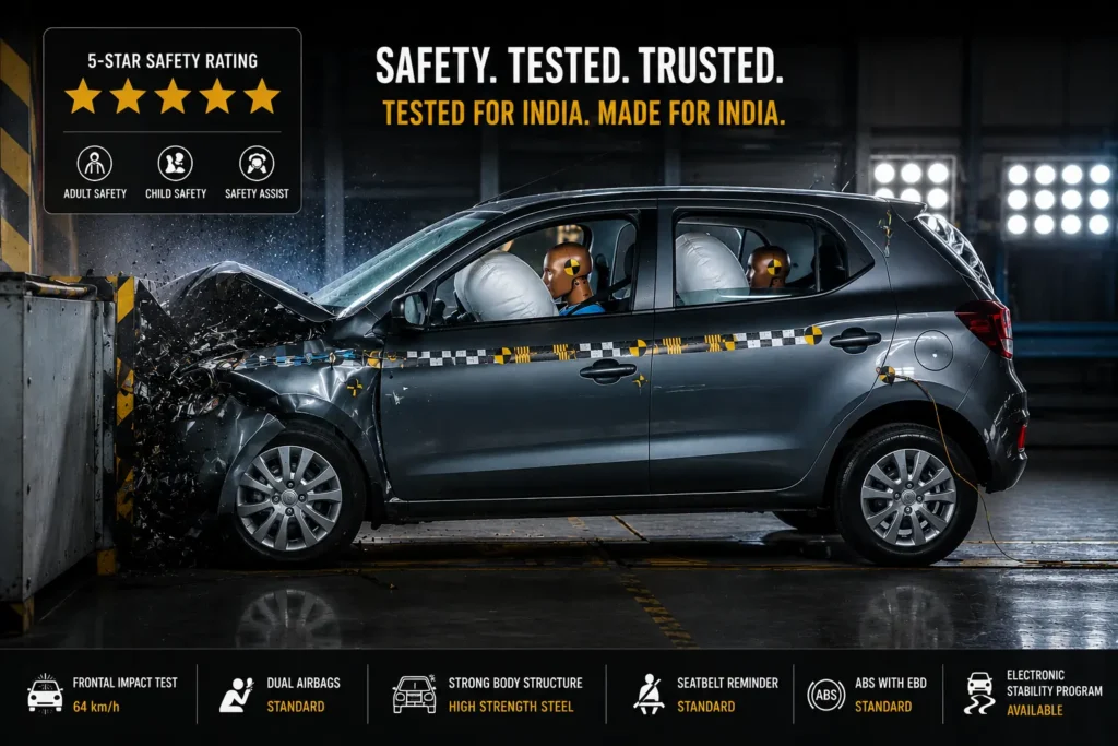 Bharat NCAP crash test demonstrating car structural safety and airbags in India