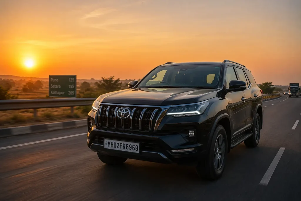 Diesel SUV driving on highway for long-distance travel