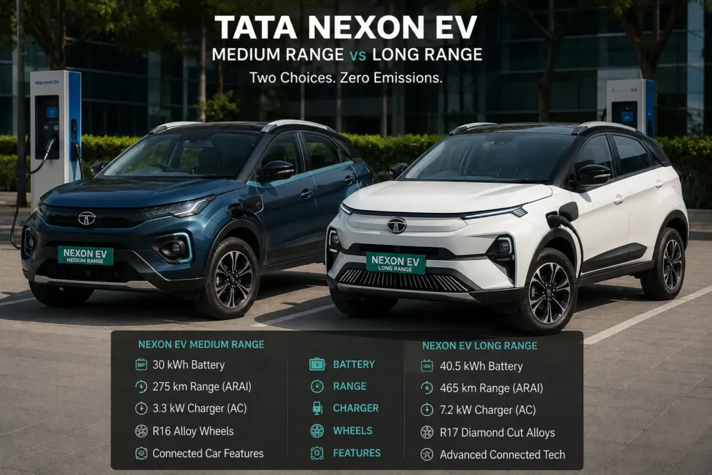 Tata Nexon EV medium range and long range variants comparison