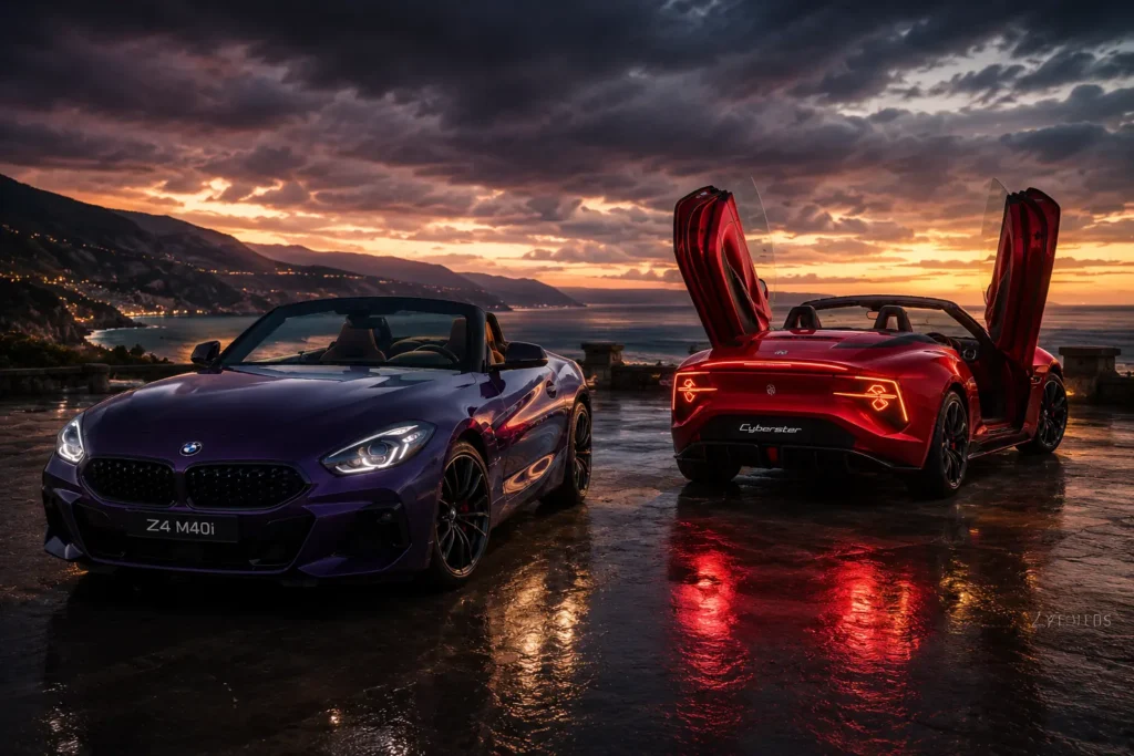 Exterior styling comparison of BMW Z4 and MG Cyberster