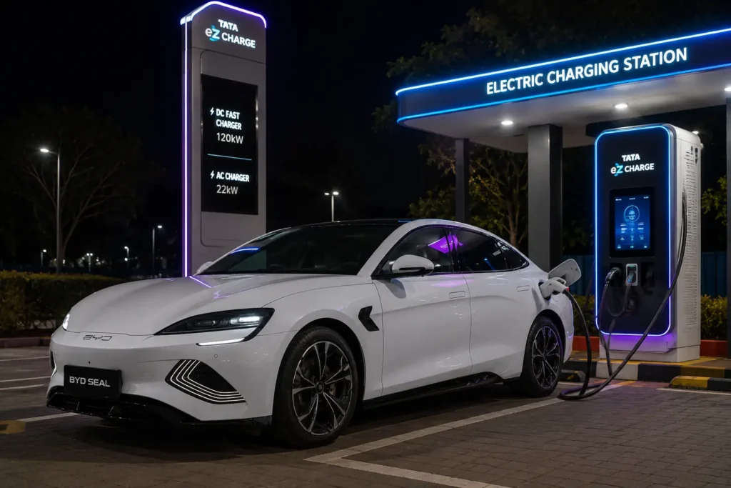 BYD Seal fast charging at public EV charger