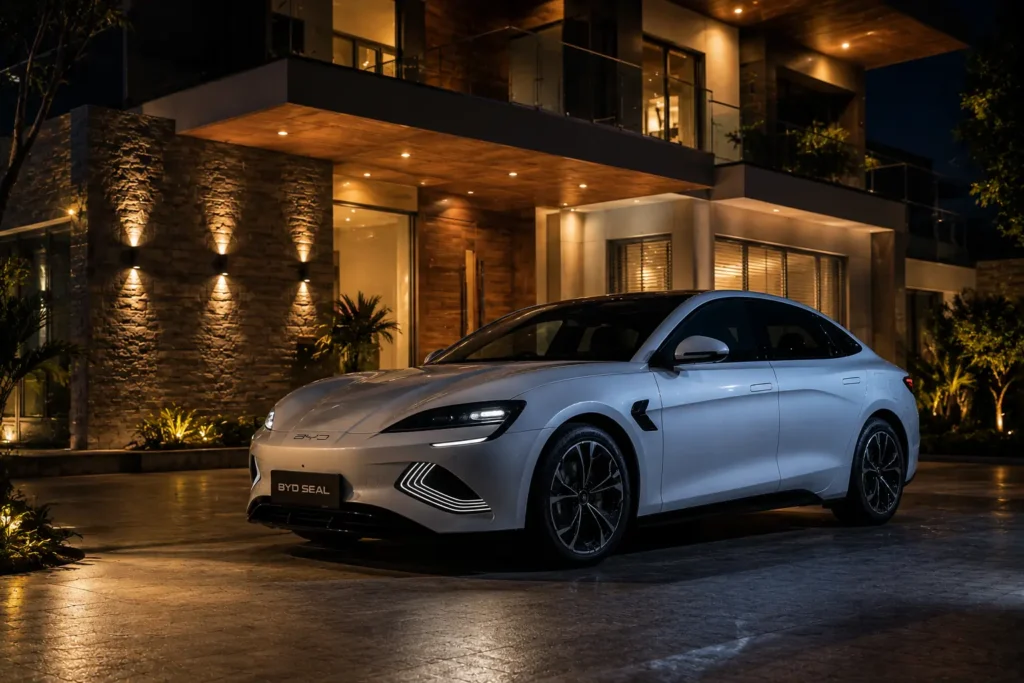 BYD Seal luxury electric sedan lifestyle image