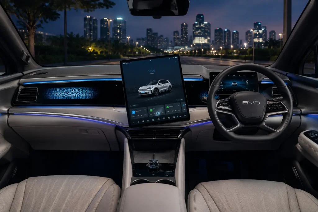 BYD Sealion 7 rotating touchscreen infotainment system