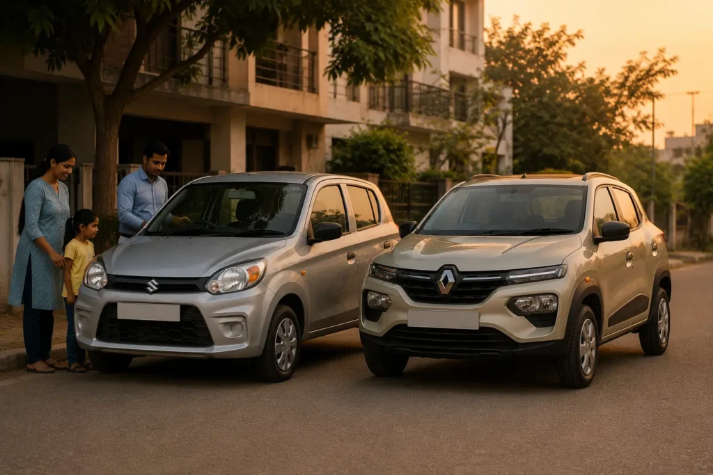 Best car under ₹5 lakh in India comparison between Alto K10 and Kwid
