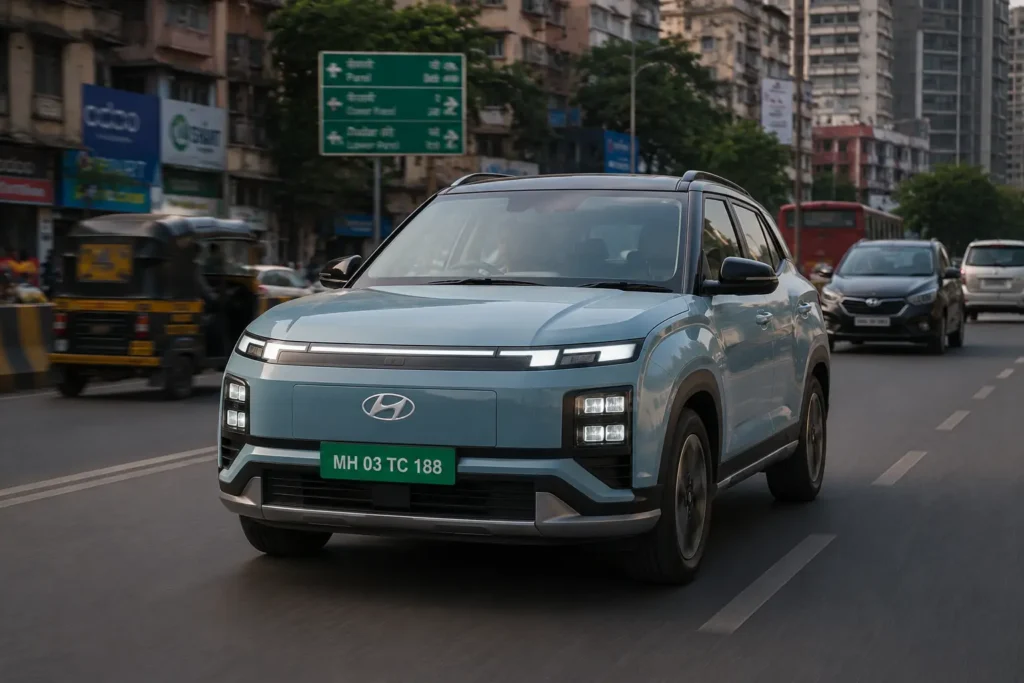 Hyundai Creta EV in urban city driving conditions