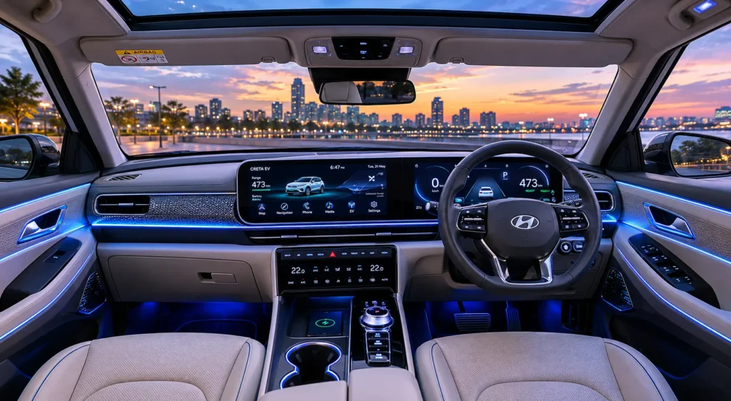 Hyundai Creta EV ventilated seats and premium cabin design