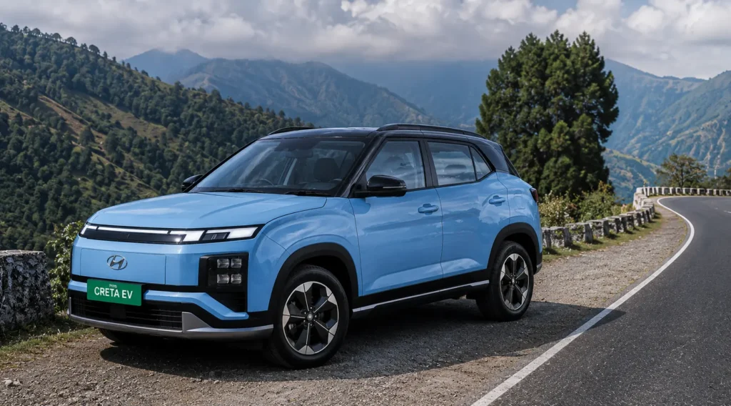 Hyundai Creta EV side profile and alloy wheel design