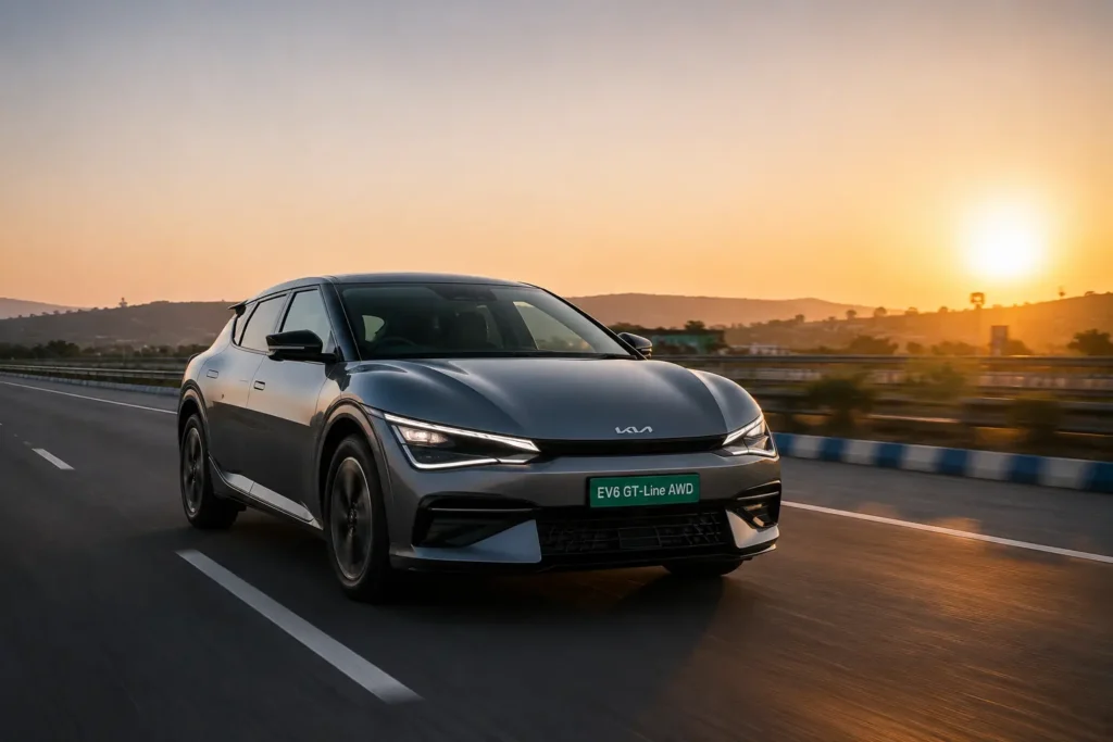 Kia EV6 real-world highway driving range scenario