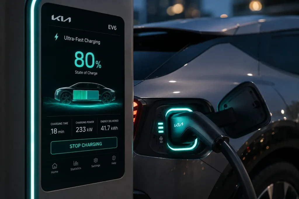 Kia EV6 fast charging interface and charging port