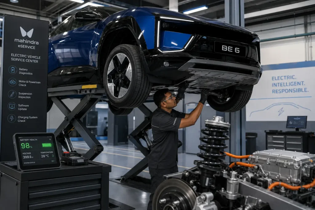 Mahindra BE 6 maintenance and battery inspection