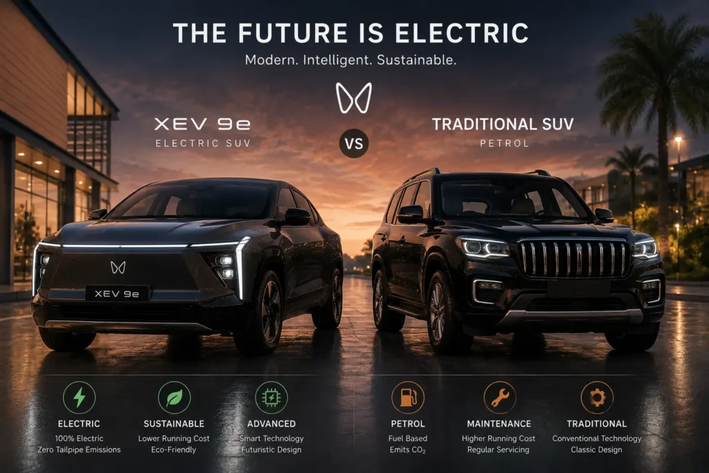 Mahindra XEV 9e compared with a traditional luxury SUV