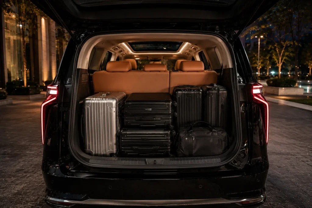 MG M9 boot space and luggage capacity