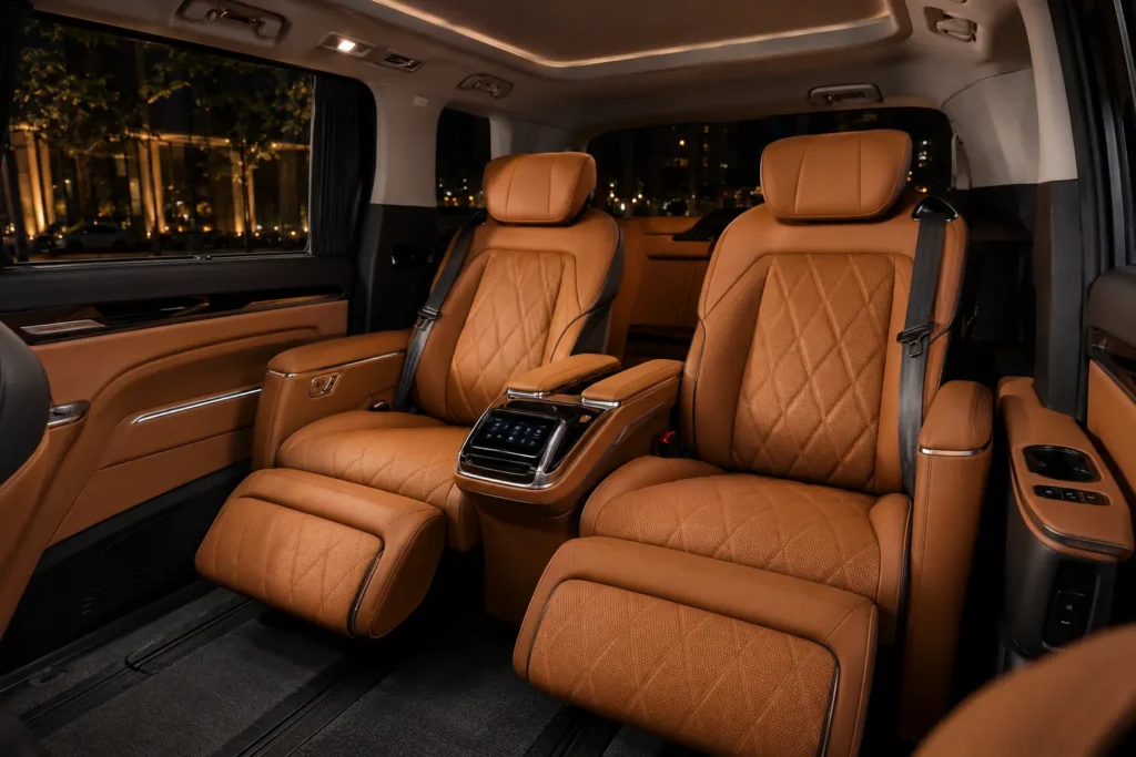MG M9 executive captain seats and luxury rear cabin