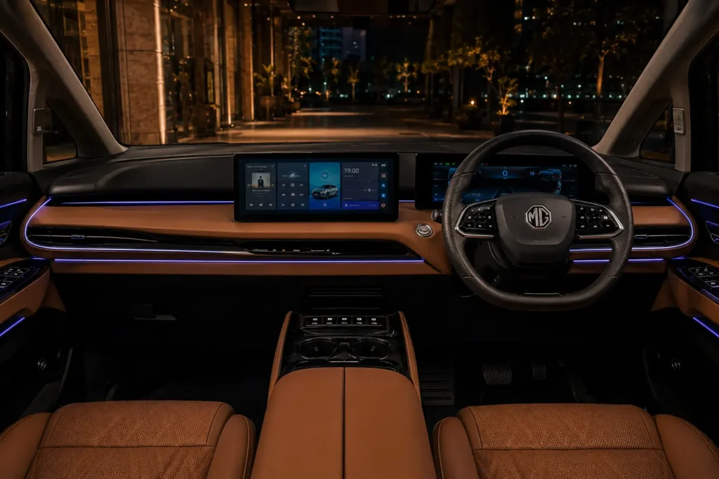 MG M9 dashboard and infotainment system