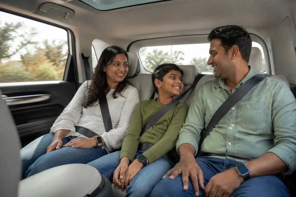 Rear seat comfort and family cabin space inside MG Windsor EV
