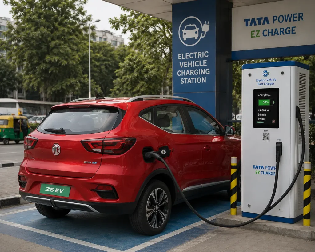 MG ZS EV DC fast charging station
