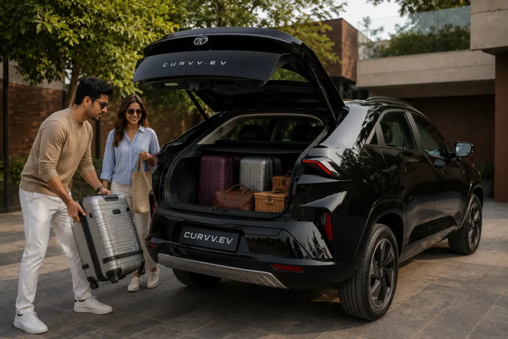 Family using Tata Curvv EV for daily lifestyle and travel