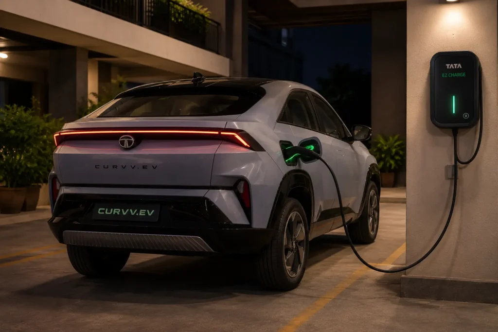 Tata Curvv EV charging with home AC charger