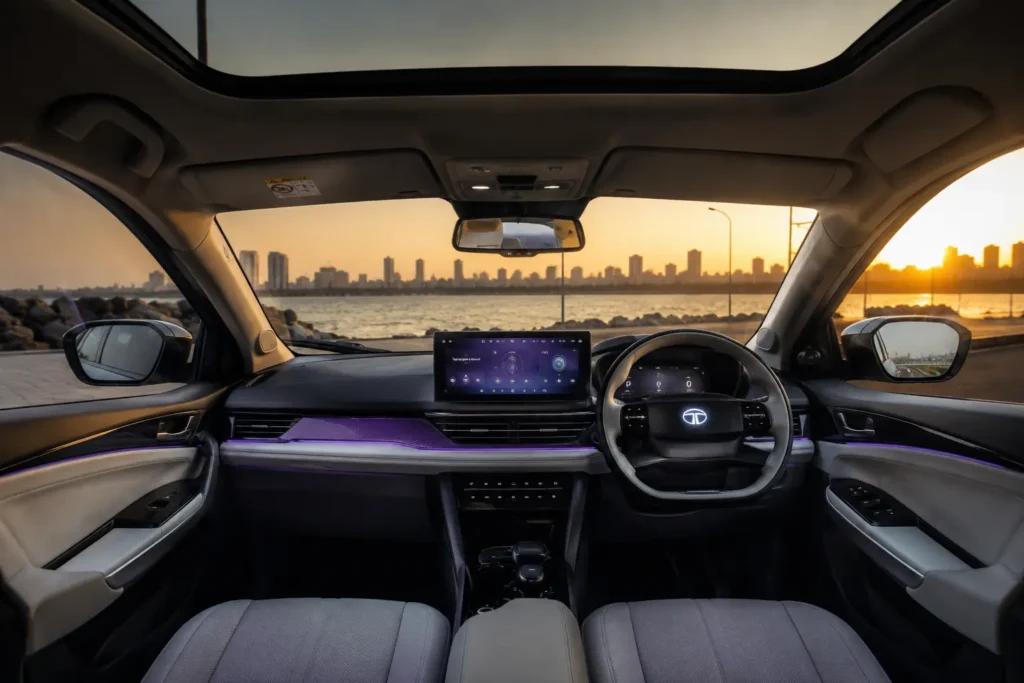 Tata Curvv EV premium dashboard and infotainment system