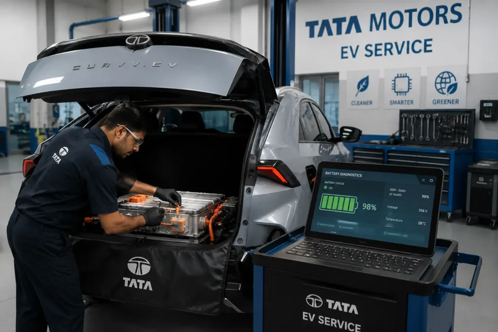 Tata Curvv EV maintenance and battery inspection