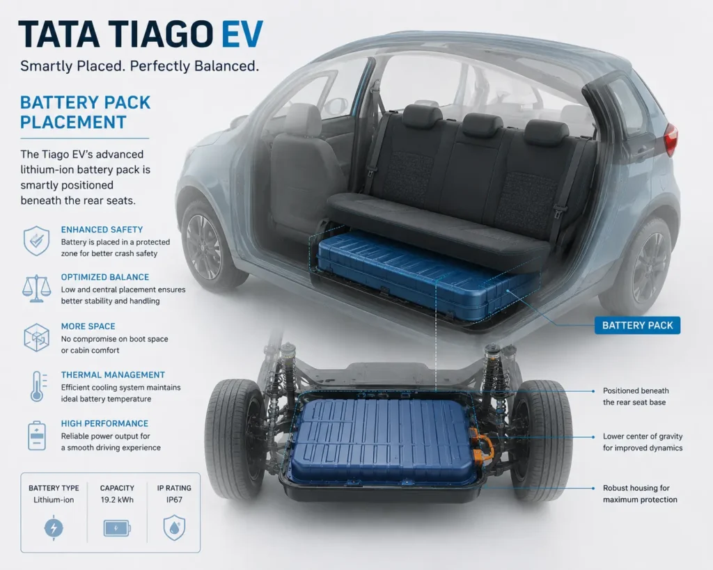 Tata Tiago EV battery pack layout and EV architecture