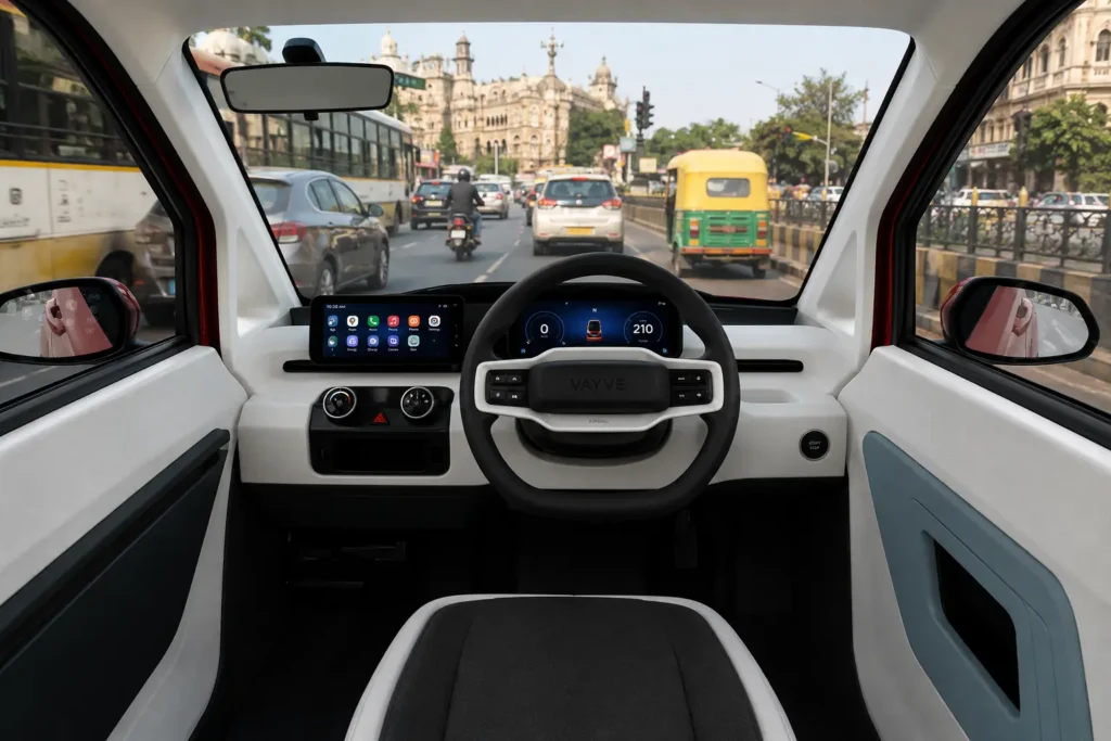 Vayve Mobility Eva interior with central driving position