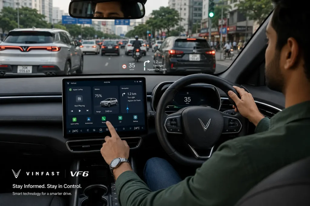 VinFast VF6 infotainment and heads-up display