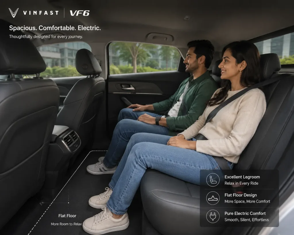 Spacious rear seat legroom inside VinFast VF6