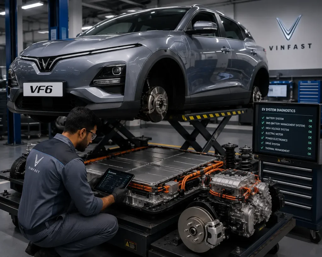VinFast VF6 maintenance and battery inspection