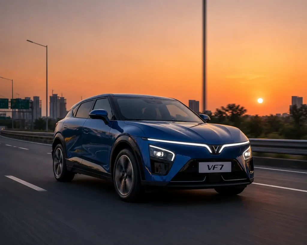 VinFast VF7 premium electric crossover on highway