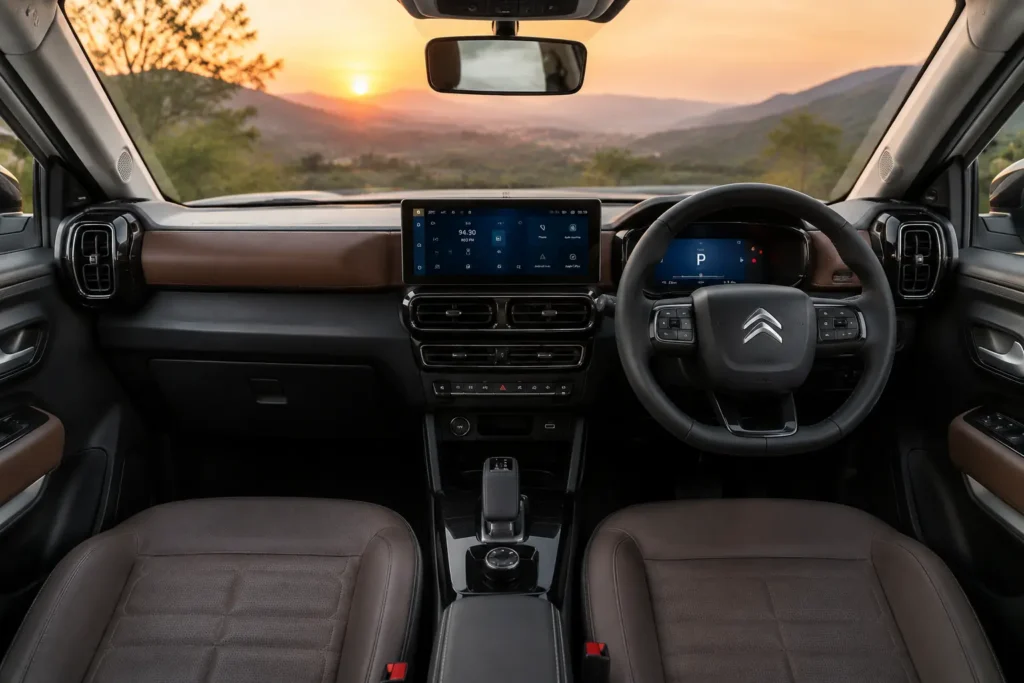 Citroen Aircross X interior with touchscreen infotainment and digital instrument cluster