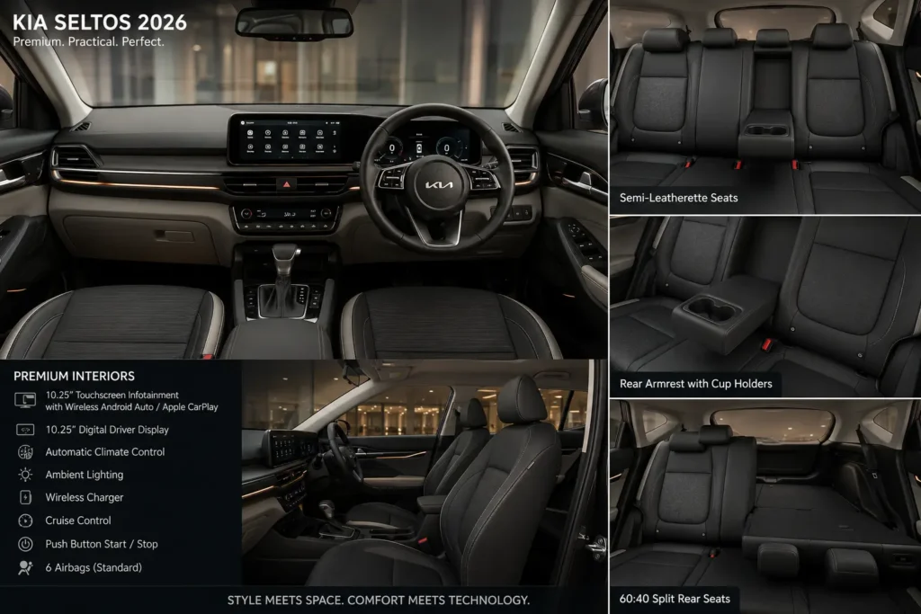 Kia Seltos HTE (O) premium interior with upgraded seating