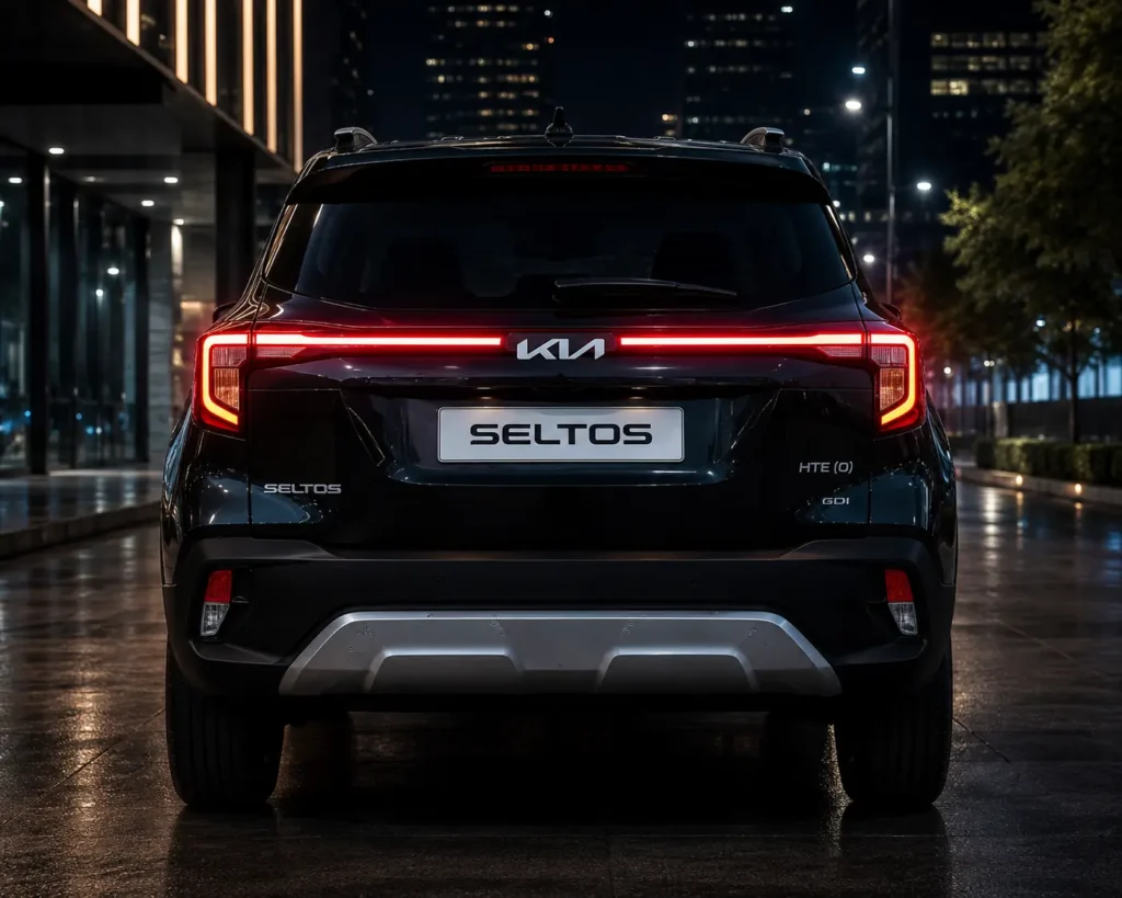 Kia Seltos connected LED tail lamps at night rear view